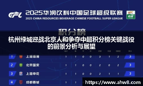 杭州绿城迎战北京人和争夺中超积分榜关键战役的前景分析与展望